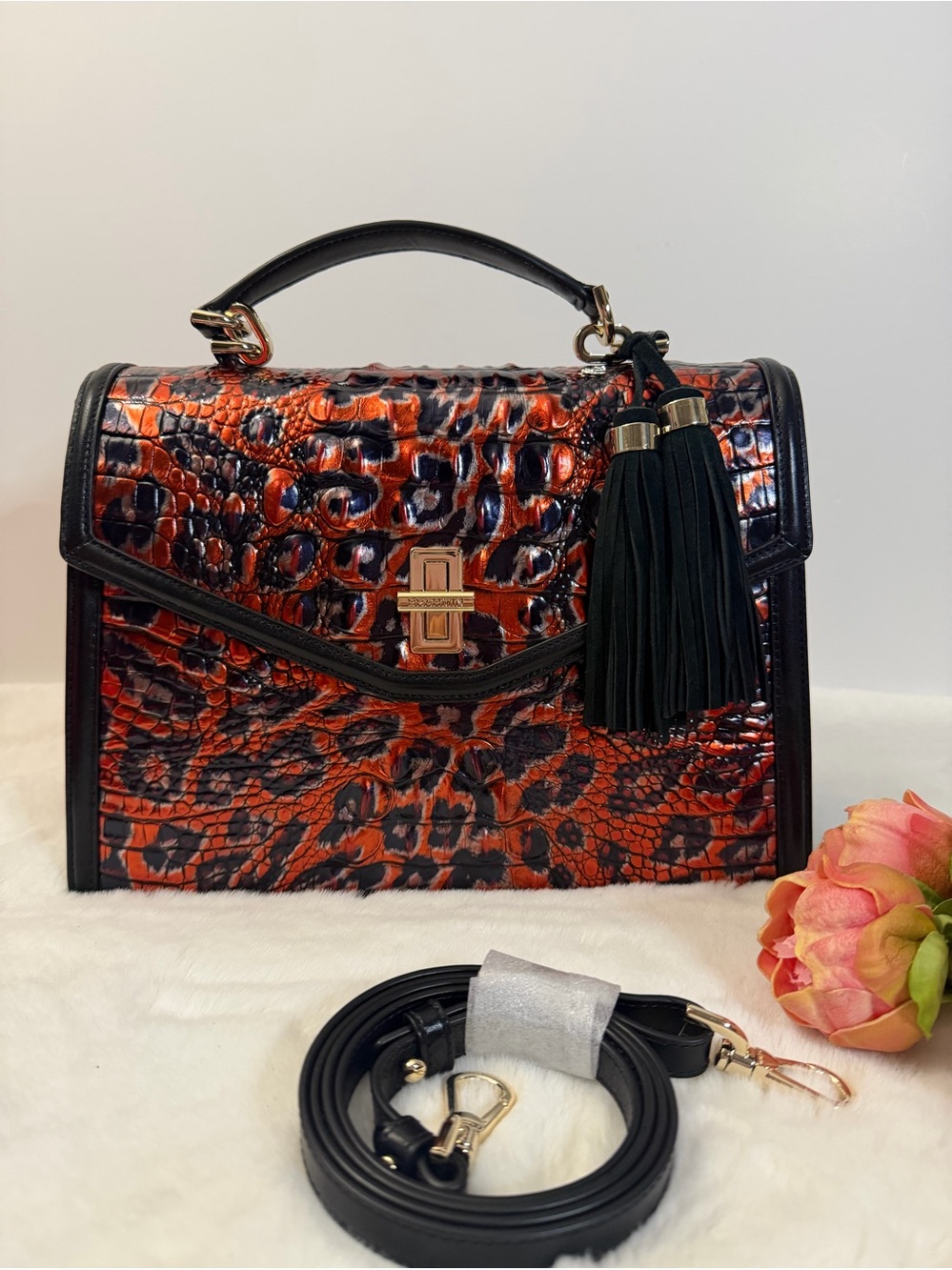 Brahmin Hallie red leopardess